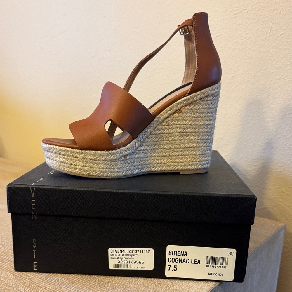 Steven by Steve Madden Cognac Leather Wedges